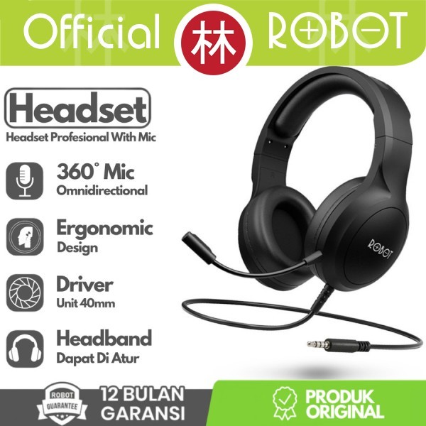 หูฟัง Robot RH-P20 พร้อมไมโครโฟนชุดหูฟังสําหรับเล่นเกม 3.5 มม