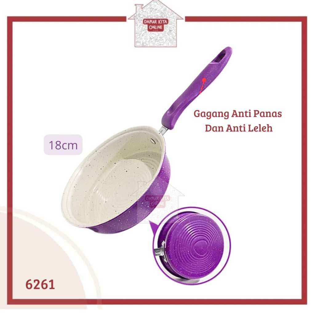 TEFLON FRYPAN COLOR / MARBLE PAN NON-STICK PAN มีด้ามจับ 18CM 20CM 24CM