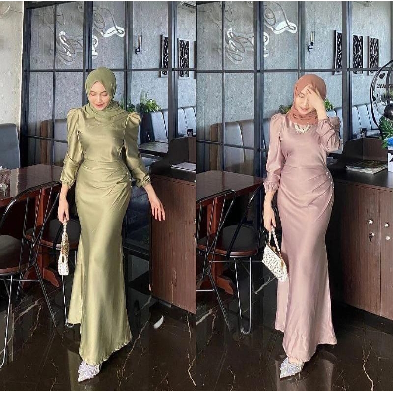Elora Dress Satin Silk Premium เสื้อผ้าแฟชั่นผู้หญิงสําหรับเชิญรับปริญญา, คู่รัก, Muslimahs, Gamis