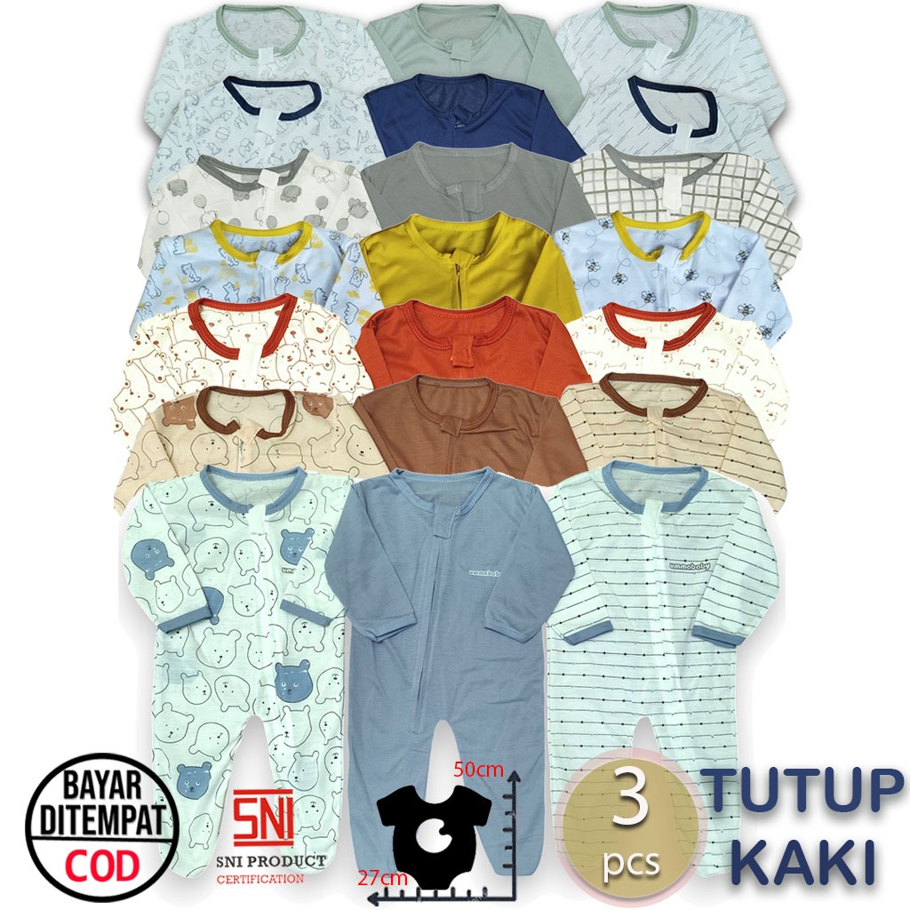 Ummababyshop 3 ชิ้นทารกแรกเกิด Sleepsuit ขาปิดเด็ก Romper ยาวเด็กจัมเปอร์เด็กทารกเสื้อผ้าทารกแรกเกิดชุดอุปกรณ์เด็ก Jumpsuit Sleepsuit ชุดนอนเด็ก 0-6 เดือน ลัมมาเด็ก Origamibaby