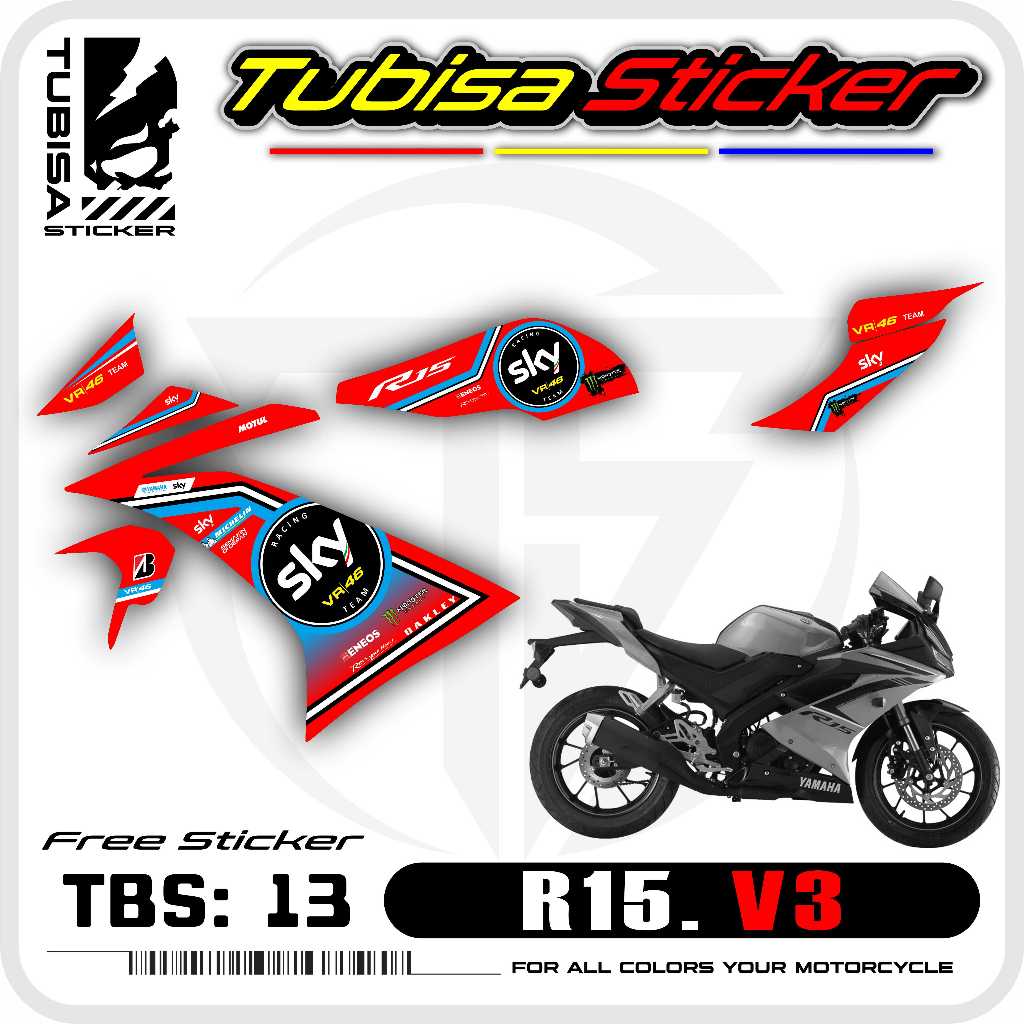 Yamaha R15 V3 Striping Sticker - R15 V3 Motorcycle Variation Striping Sticker. TBS.13