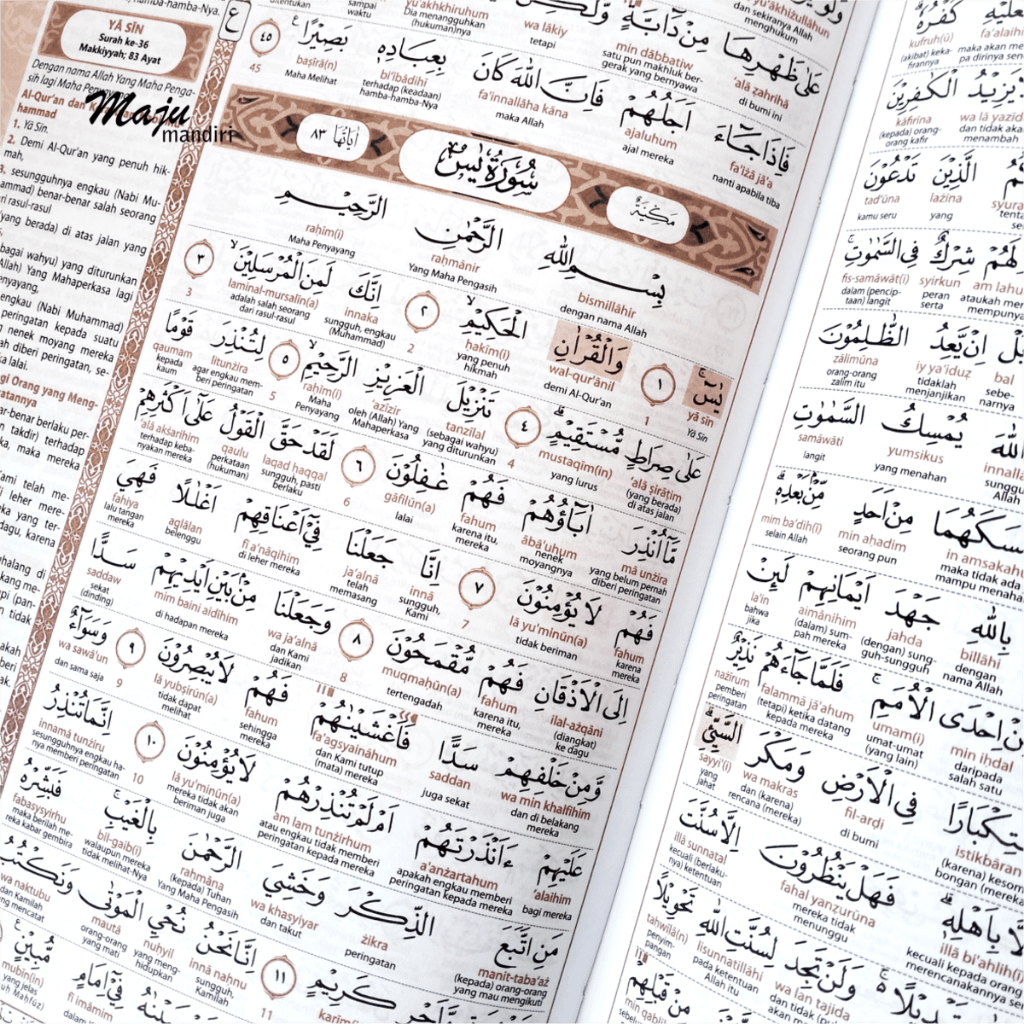 Al-Qur'an latin A5 transliterasi per kata dan terjemah per kata  per ayat - panduan hukum tajwid