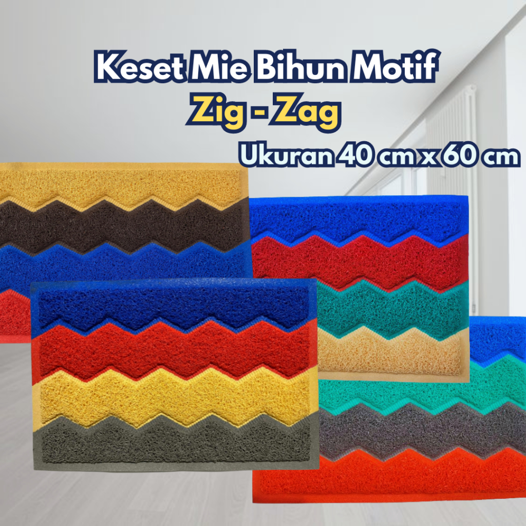 ZIG สําหรับประตู / ZIG ZAG MOTIF BIHUN NOODLE DOORMAT / PREMIUM THICK PVC BIHUN NOODLE DOOMAT / 40X6