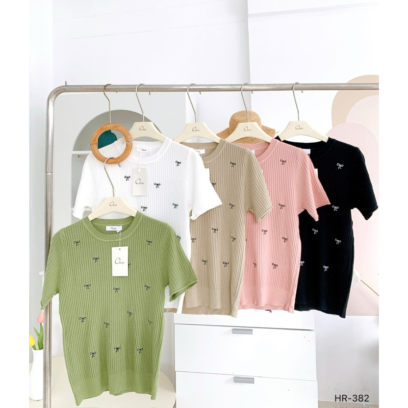 HR-382 KNITT RIBBON TOP IMPORT BANGKOK แบรนด์ OUNIE