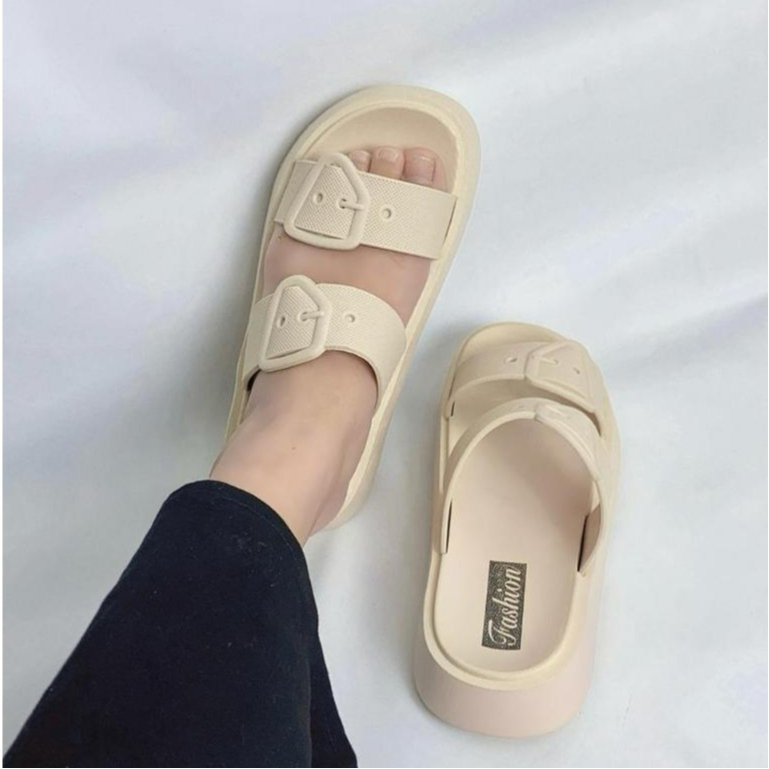 11.11 PUNCAK RUMAH168 SF51 รองเท้าแตะเยลลี่ส้นเตารีดสําหรับผู้หญิงพร้อมสายรัดหัวเข็มขัดกันลื่น