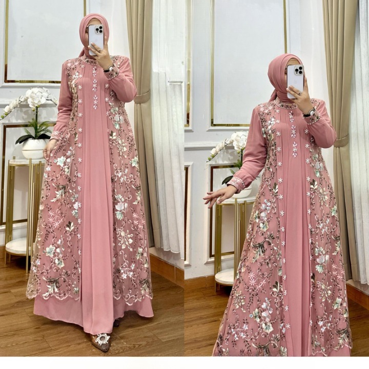 ล่าสุดผู้หญิง Gamis ชุด Misela ชุด BO ขนาด ML XL XXL LD 100-120 CM PB 140 CM วัสดุ Brukat หรือ Tille ปักนูนสีพรีเมี่ยม Elegant Luxury Party Robe ล่าสุด Jumbo Premium Brocade วัยรุ่นชุดสตรีเกาหลีร่วมสมัย สไตล์สไตล์สไตล์สไตล์