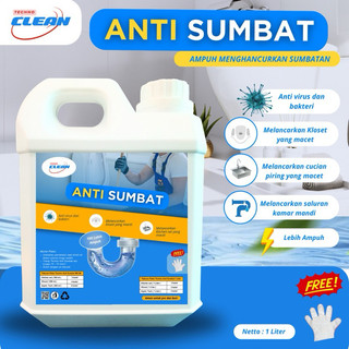Techno Anti Sumbat Cair Mengatasi Sumbatan Pada Saluran Air, WC, Dan Wastafel  1 Liter by Techno Clean