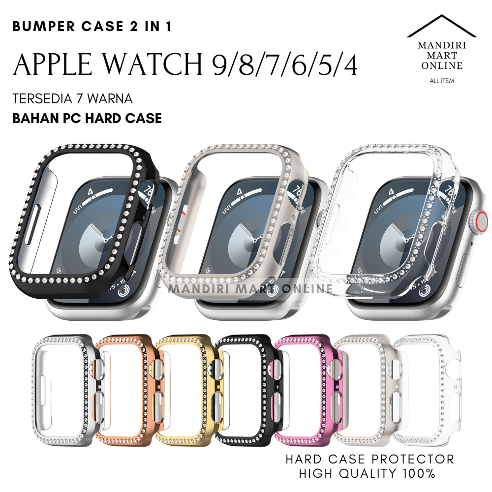 กันชน Hard Case 2 in 1 Apple Watch Series 9 8 7 6 5 4 3 2 1 Diamond Casing Hard Case PC iWatch 38mm 