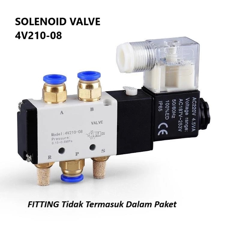 โซลินอยด์วาล์ว 4V210-08 220V 24V โซลินอยด์ 3V210-08 220V AC