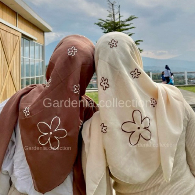 Gardenia COLLECTION - ฮิญาบปักดอกไม้สวยงาม - ฮิญาบเย็บปักถักร้อยระดับพรีเมียม - ฮิญาบปารีสเบสิค