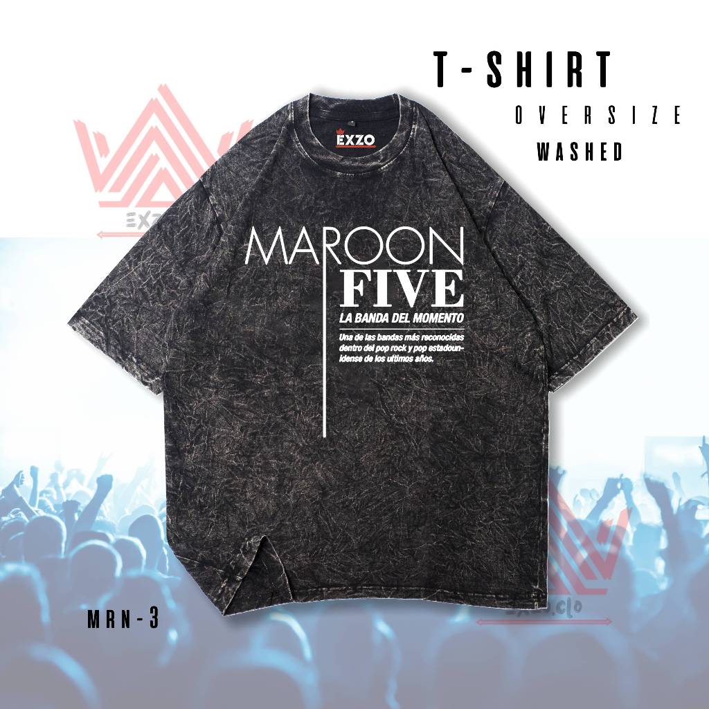 เสื้อยืด Exzo "MAROON5" WASHED OVERSIZE เสื้อแขนสั้น |ผ้าฝ้าย 24ส| เสื้อยืดคอนเสิร์ต Unisex "MAROON5