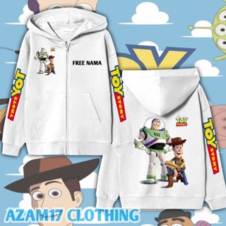 เสื้อแจ็กเก็ต มีฮู้ด แต่งซิป ลาย Toy Story Free Your Name Woody Buzz สําหรับเด็กผู้ชาย และเด็กผู้หญิง