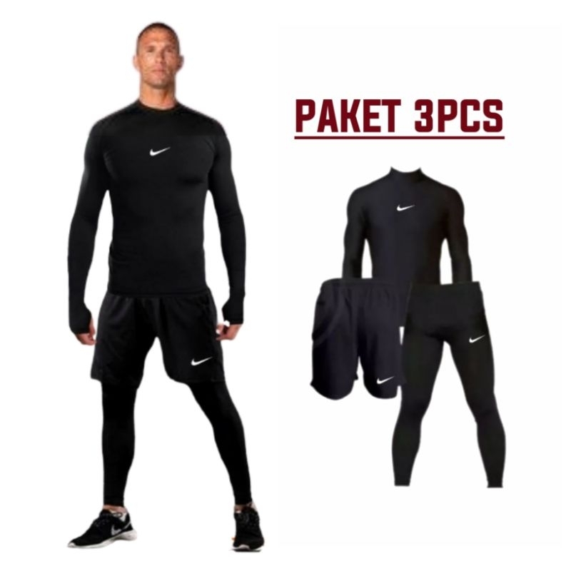 Fullset 3pcs Cuff Sportswear กางเกงกีฬาขาสั้นผู้ชายและกางเกงขายาวสําหรับจ๊อกกิ้ง, วิ่ง, ฟุตซอล