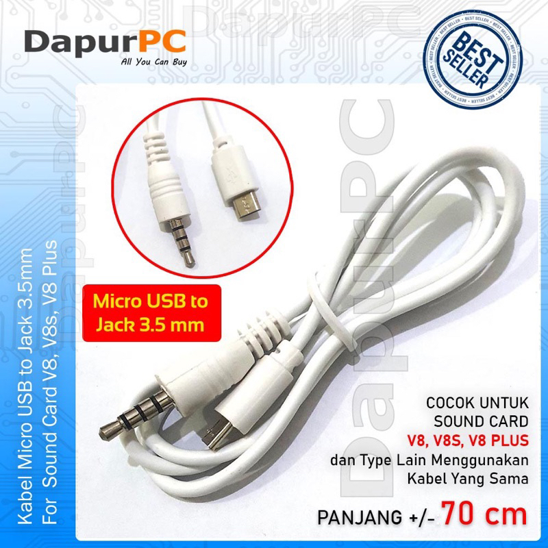 สายแจ็ค Micro USB ถึง 3.5 มม.AUX สําหรับการ์ดเสียง V8 V8s V8 Plus V9 Taffistudio