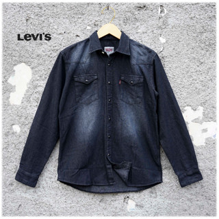 Levis เสื้อเชิ้ตแขนยาว สีดํา สําหรับผู้ชาย