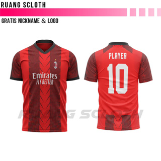 เสื้อกีฬาแขนสั้น ลายทีม Milan A.C Jersey Free To Install Name And Back Number