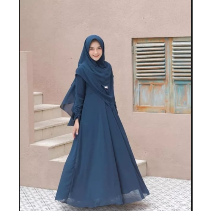 Kaisha_fashion GAMIS SYARI JILBAB ชุด 2 ชั้น BUSUI POLOS MAXI PARTY DRESS ใหม่ล่าสุดคุณภาพ