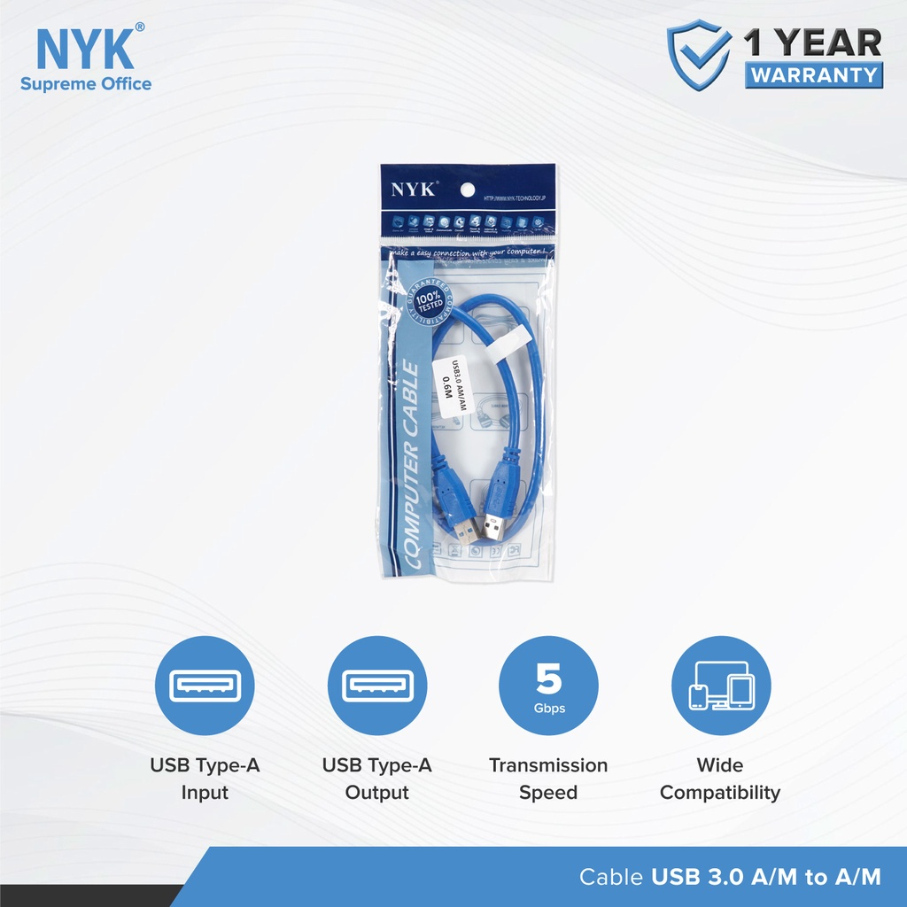 NYK Male to Male สาย USB 3.0 60 CM และ 3M