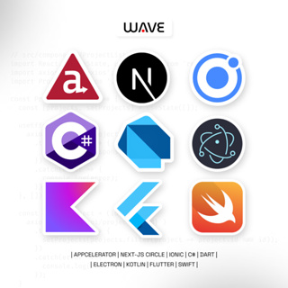 สติกเกอร์ไวนิล IT โปรแกรมมิ่ง กันน้ํา Kotlin NextJS C Swift Dart Ionic Unit
