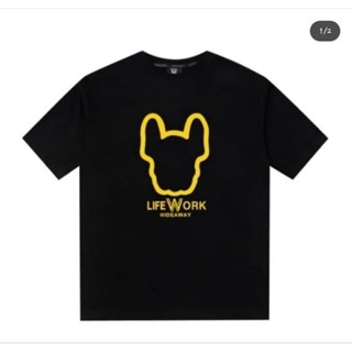 เสื้อยืด ผ้าฝ้าย พิมพ์ลาย Lifework LIS YELLOW DISTRO สําหรับผู้ชาย