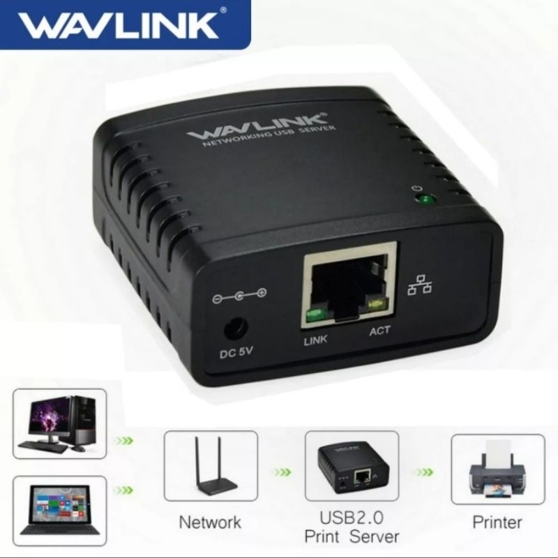 USB PRINTER SERVER WAVLINK PRINT VIEA ROUTER WIFI สําหรับ WINDOWS OS