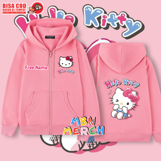 เสื้อแจ็กเก็ต เสื้อฮู้ดดี้ มีซิป ลาย Hello Kitty สําหรับเด็ก