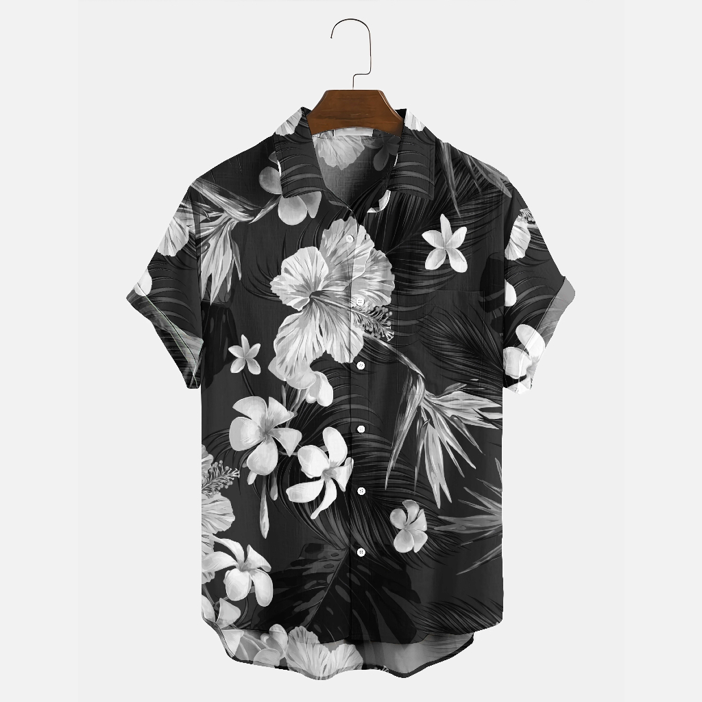 เสื้อเชิ้ตผู้ชาย KEMEJA - Jasmine Flower Monocrome