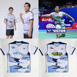 เสื้อกีฬาแบดมินตัน ลาย The Daddies Ahsan Hendra Setiawan 2023 สีน้ําเงินกรมท่า T 35000