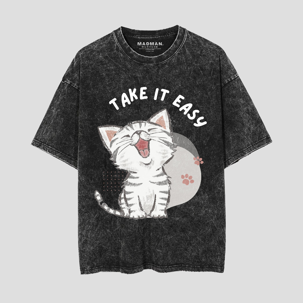 MADMAN Washed เสื้อยืดโอเวอร์ไซส์ TAKE IT EASY | WO DMDM - 68