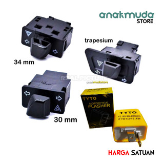 Saklar Tombol Hazard 3 in 1 Saklar Tambahan Lampu Sein Kedip Hazart Motor Flasher Kedip Sein Motor Beat Spacy Scoopy