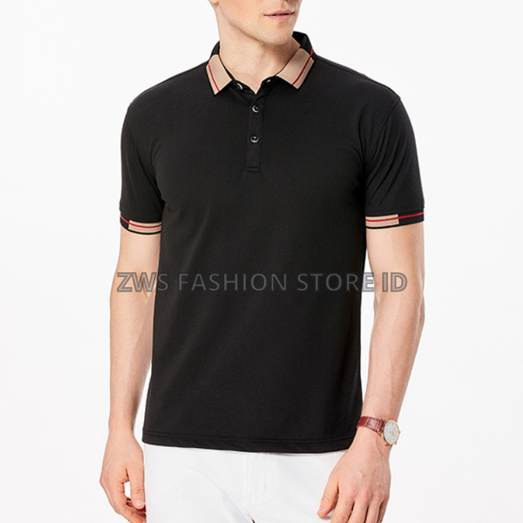 เสื้อโปโล ALTRON, เสื้อ ALTRON, สีดําล้วน, คอกระดุม, Distro Bandung ดั้งเดิม
