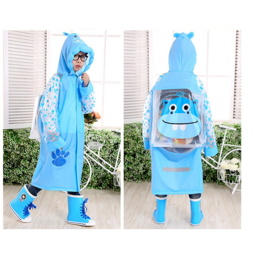 Children& 39;s CONTINUOUS RAINCOAT COMBINATION WITH BACKPACK