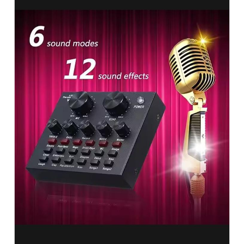การ์ดเสียง V8 USB MIXER AUDIO LIVE BROADCAST