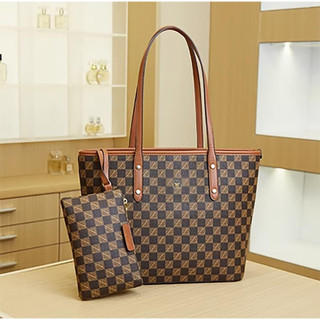 SweetSally - Zola Tote Bag + Dompet Pouch / Tas Kantor Cewek Korea Besar Kulit PU