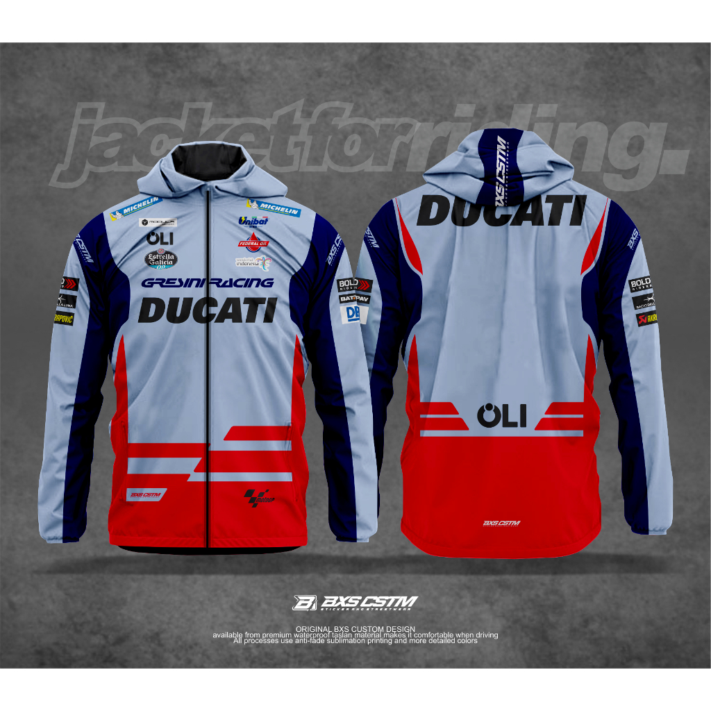 เสื้อแจ็คเก็ตมอเตอร์ไซค์กันน้ําระดับพรีเมียม DUCATI GRESINI RACING TEAM