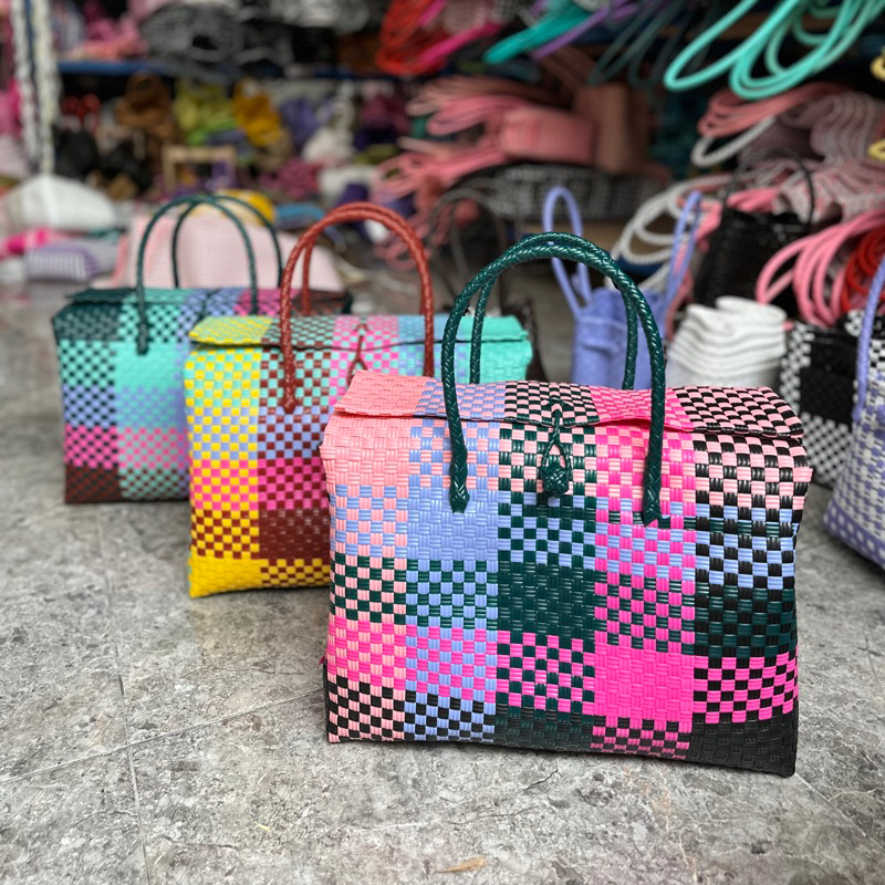 Jali Shopping Basket Bag with JUMBO XXL LID เหมาะกับ 12Kg กระเป๋าผ้าจัมโบ้ขนาดใหญ่ 40x20x27cm - READY STOCK