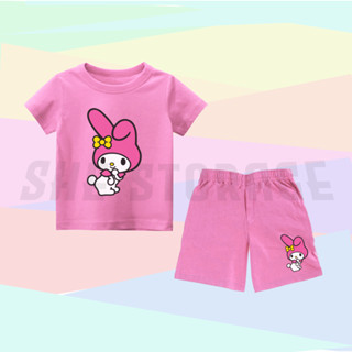 ชุดเสื้อยืด และกางเกงขาสั้น พิมพ์ลายตัวละคร SANRIO MY MELODY สําหรับเด็ก