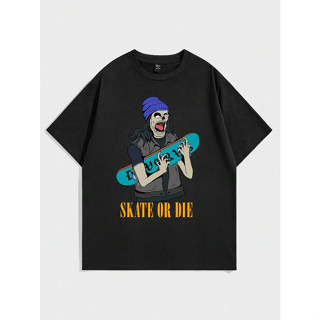 เสื้อยืด พิมพ์ลาย SKATE OR DIE ไซซ์ S-XXL