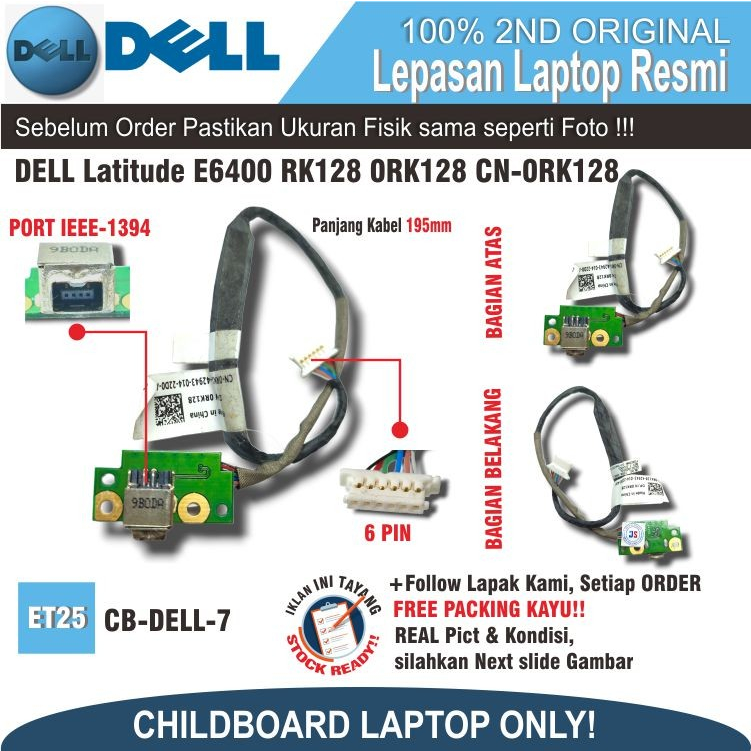 ET25 CB-DEL-7 DELL Latitude E6400 RK128 0RK128 CN-0RK128