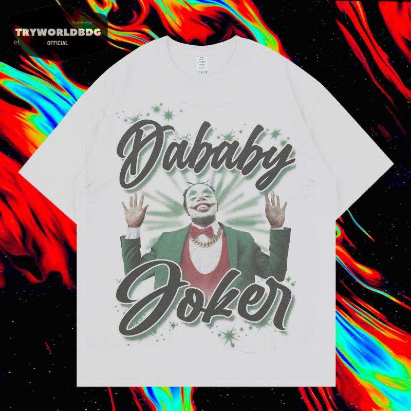 TRYWORLDG เสื้อยืด OVERSIZED OFFICIAL "DABABY" | เสื้อยืดโอเวอร์ไซส์ | เสื้อยืดสีขาว | เสื้อยืด VINT