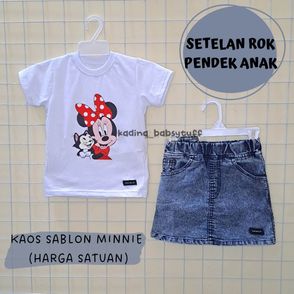 GIRLS SUITS/KIDS JEANS SHORTS/MINIE MOUSE SCREEN-PRINTED T-SHIRTS อายุ 1-8 ปี