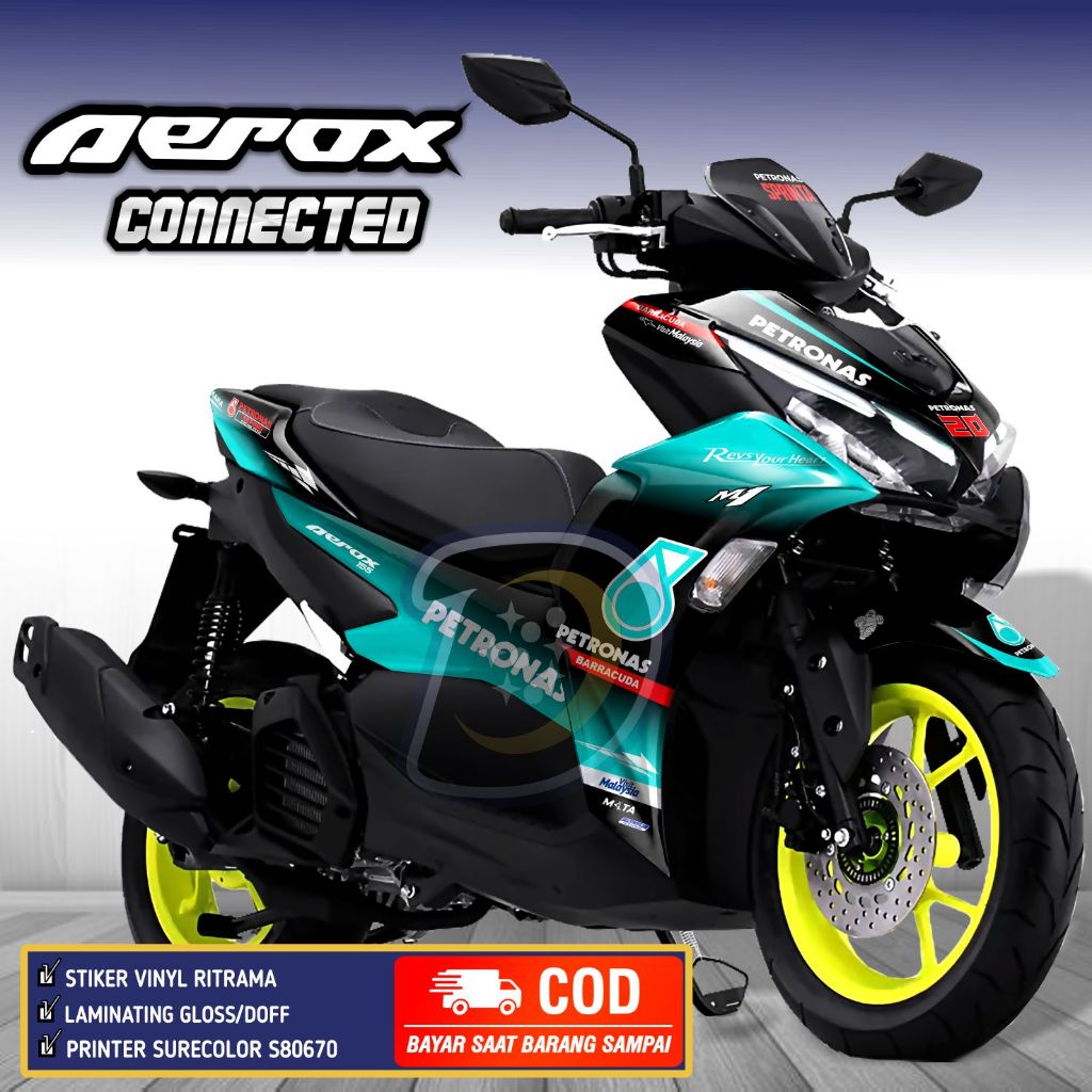 Aerox 155 เชื่อมต่อ 2021 รูปลอก Aerox Striping 2021 Yamaha Aerox เชื่อมต่อ Petronas สติกเกอร์