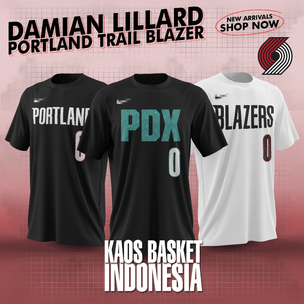 เสื้อยืด เสื้อบาสเก็ตบอล Portland Trail Blazers 0 Damian Lillard