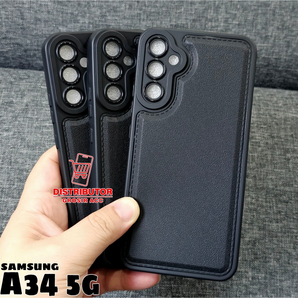 SAMSUNG A34 5G CASE LEATHER PRO CASE สีดํา SAMSUNG A34 5G