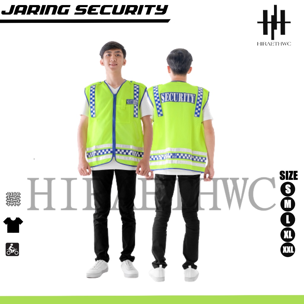 Hijau เสื้อกั๊กรักษาความปลอดภัย เสื้อกั๊กสีเขียว SECURITY Net SECURITY Field Vest
