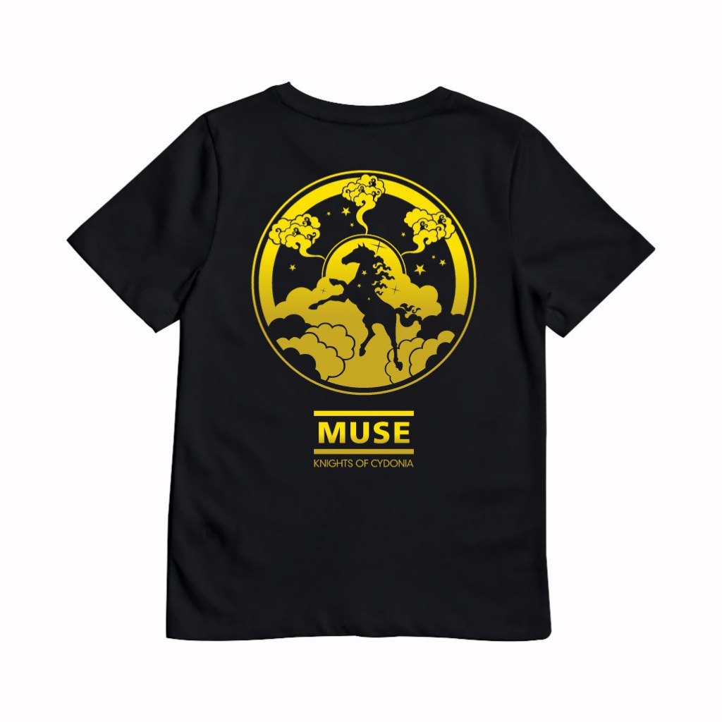 KRMK เสื้อยืดเด็ก Distro Unisex พร้อม MUSE KNIGHTS OF CYDONIA ภาพวงดนตรีรถโฮโลแกรม