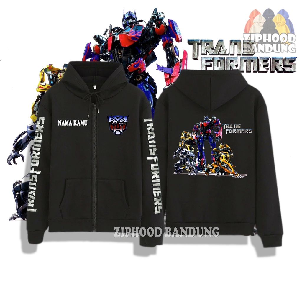Katun Ziphood BANDUNG - Transformers Optimus Prime Animated Boys Zipper Hoodie Sweater Jacket - Tran