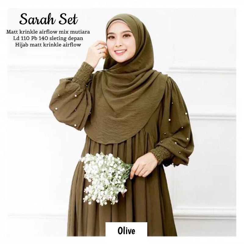 Sarah Gamis Set Pashmina / ล่าสุด Gamis 2023 Women& 39;s Jumbo ML XL / Contemporary Crinkle Airflow 