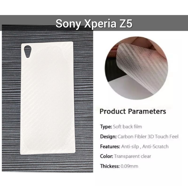 ป้องกันรอยขีดข่วนด้านหลัง Sony Xperia Z5 ใหญ่ 5.2 นิ้วฟิล์ม 3D ผิวคาร์บอนไฟเบอร์ garskin 501SO e6603