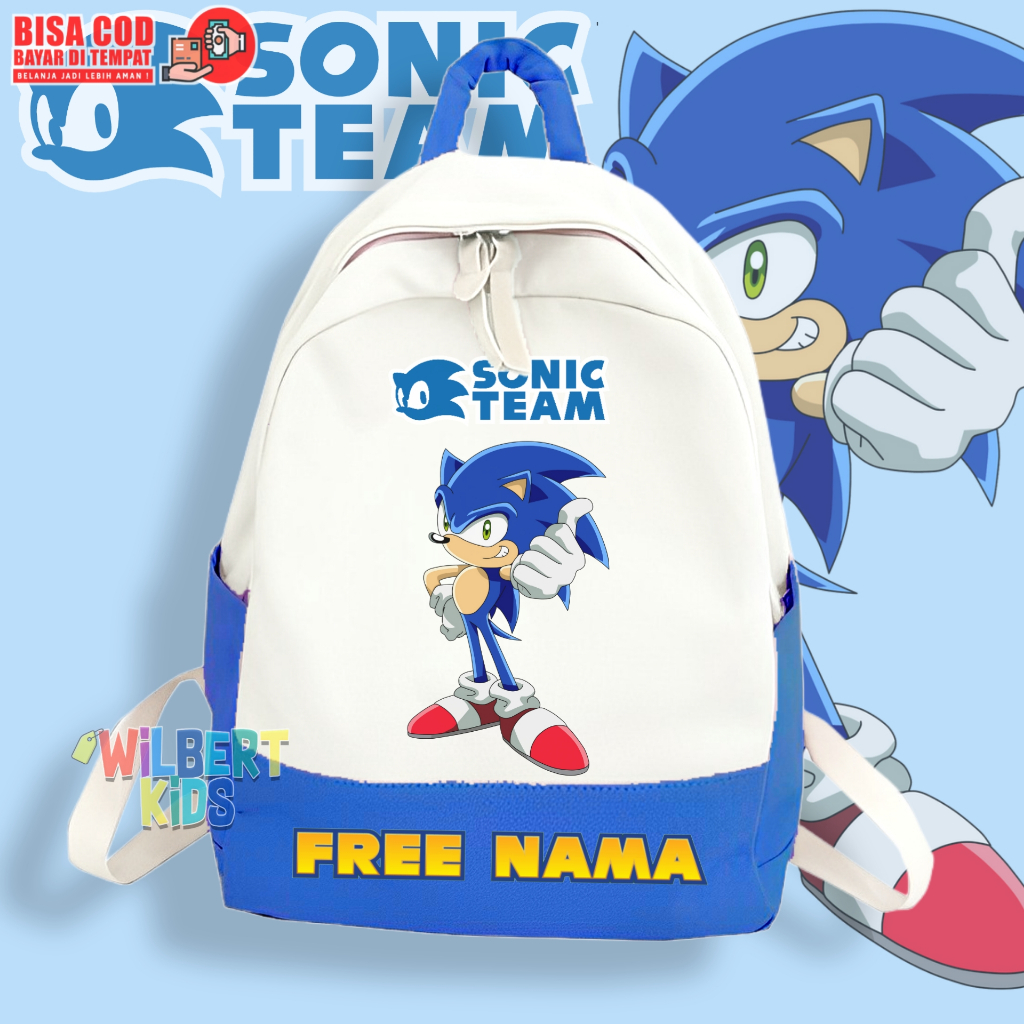Sonic The Hedgehog โรงเรียนอนุบาลกระเป๋าเด็กประถม/กระเป๋าเป้สะพายหลังเด็กทีมโซนิค